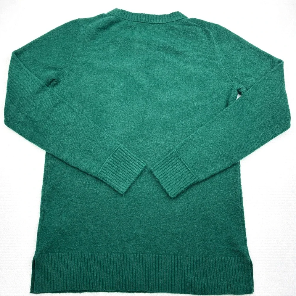 JCrew Extra Soft Yarn Crewneck Sweater Womens XS Green Wool Blend Knit BB083
